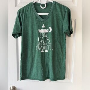Green Elf inspired Cat Graphic T-Shirt